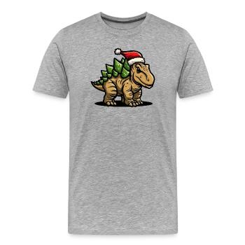 Dinosaurier stegosaurus Weihnachten - Männer Premium Bio T-Shirt - Grau meliert - Vorne - Damien (186cm)