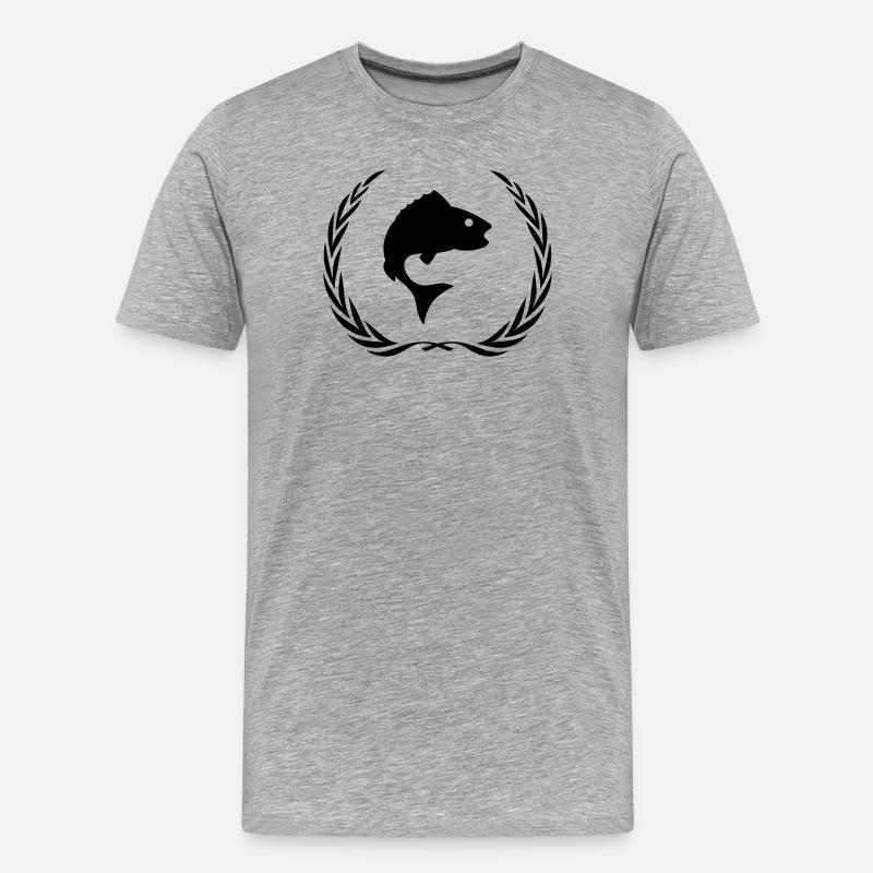 Fisch Symbol Kranz - Männer Premium Bio T-Shirt - Grau meliert