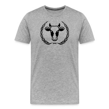 Cow Head Symbol Wreath - Men's Premium Organic T-Shirt - heather grey - Front - Damien (186cm)