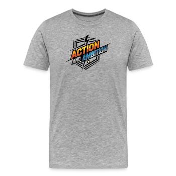 Action and Ambition - Men's Premium Organic T-Shirt - heather grey - Front - Damien (186cm)