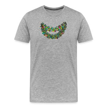 Conférences Tazz | Sourire joyeux guirlande de néons - T-shirt bio Premium Homme - gris chiné - Devant - Damien (186cm)
