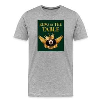 Roi du billard – Le design Royal 8 Ball - T-shirt bio Premium Homme - gris chiné - Devant - Damien (186cm)