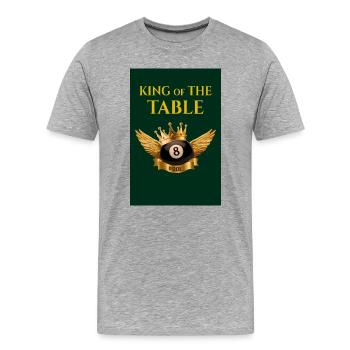 Roi du billard – Le design Royal 8 Ball - T-shirt bio Premium Homme - gris chiné - Devant - Damien (186cm)