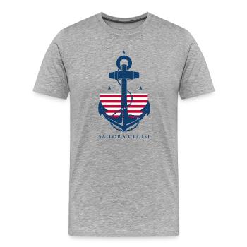Matrose - Männer Premium Bio T-Shirt - Grau meliert - Vorne - Damien (186cm)