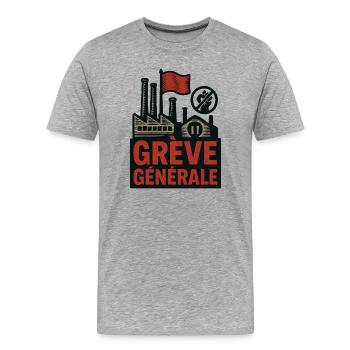 Generalstreik - Männer Premium Bio T-Shirt - Grau meliert - Vorne - Damien (186cm)