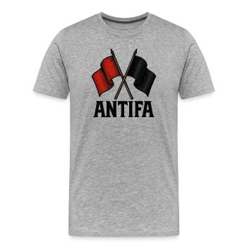 Antifa - Männer Premium Bio T-Shirt - Grau meliert - Vorne - Damien (186cm)