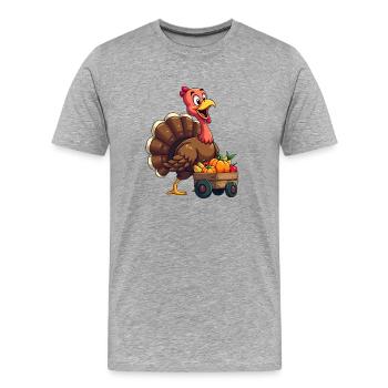 Thanksgiving Funny Thanksgiving Turkey - Men's Premium Organic T-Shirt - heather grey - Front - Damien (186cm)