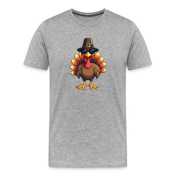 Thanksgiving Lustiger Thanksgiving Truthahn - Männer Premium Bio T-Shirt - Grau meliert - Vorne - Damien (186cm)