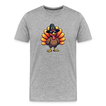 Thanksgiving Funny Thanksgiving Turkey - Men's Premium Organic T-Shirt - heather grey - Front - Damien (186cm)