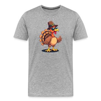 Thanksgiving Funny Thanksgiving Turkey - Men's Premium Organic T-Shirt - heather grey - Front - Damien (186cm)