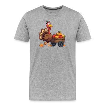 Thanksgiving Funny Thanksgiving Turkey - Men's Premium Organic T-Shirt - heather grey - Front - Damien (186cm)