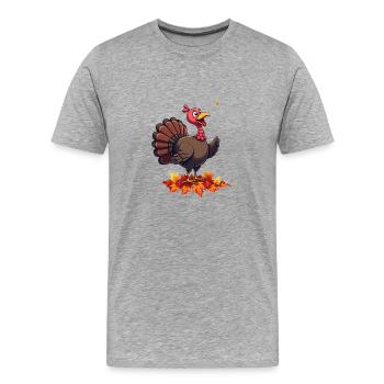 Thanksgiving Funny Thanksgiving Turkey - Men's Premium Organic T-Shirt - heather grey - Front - Damien (186cm)