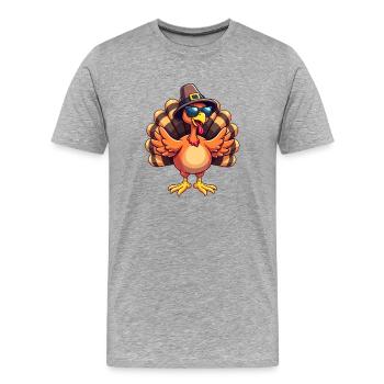 Thanksgiving Drôle Dinde de Thanksgiving - T-shirt bio Premium Homme - gris chiné - Devant - Damien (186cm)