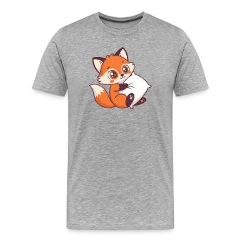 Renard cosy et oreiller - T-shirt bio Premium Homme - gris chiné - Devant - Damien (186cm)