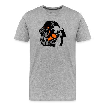 Pilote de jet - T-shirt bio Premium Homme - gris chiné - Devant - Damien (186cm)
