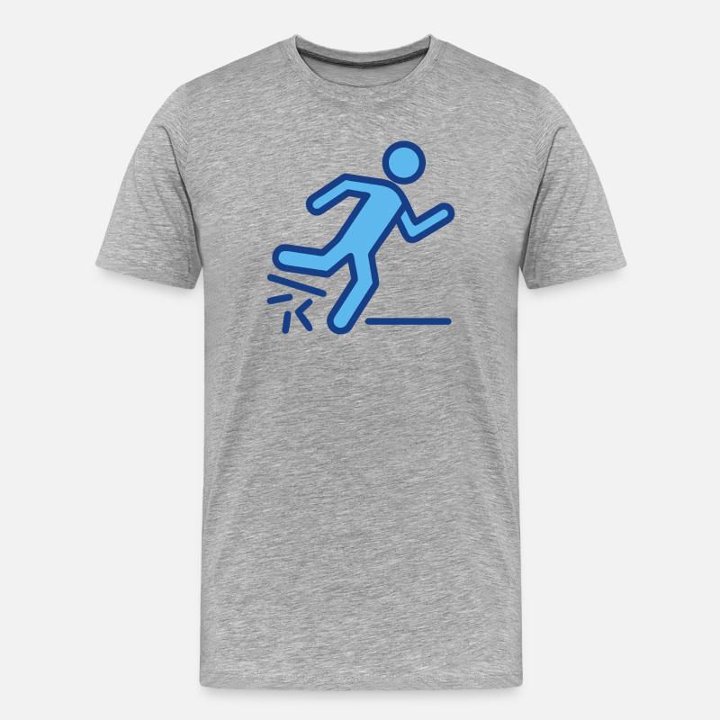 Dynamische blaue Läufer-Silhouette - Männer Premium Bio T-Shirt - Grau meliert