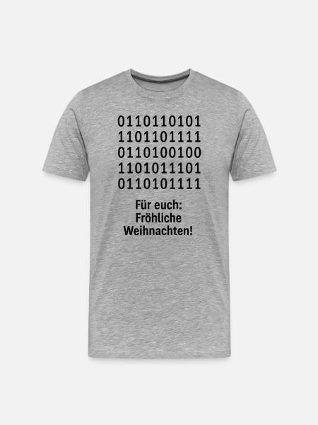 Weihnachtscode Binärmuster - Männer Premium Bio T-Shirt - Grau meliert