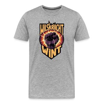 La volonté l’emporte - T-shirt bio Premium Homme - gris chiné - Devant - Damien (186cm)