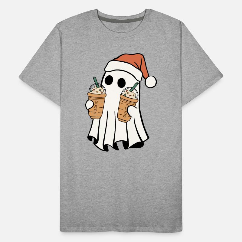 Merry Christmas Ghost Bubble Tea Santa Hat Men's Premium Organic T-Shirt