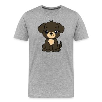 Brauner Welpe  - Männer Premium Bio T-Shirt - Grau meliert - Vorne - Damien (186cm)