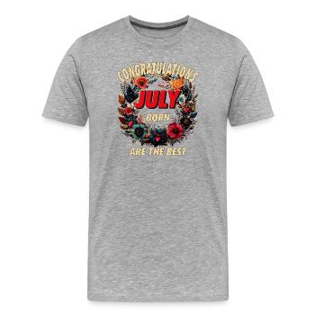 CONGRATULATIONS JULY - Männer Premium Bio T-Shirt - Grau meliert - Vorne - Damien (186cm)
