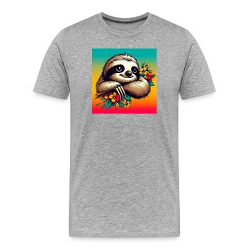 paresse - T-shirt bio Premium Homme - gris chiné - Devant - Damien (186cm)