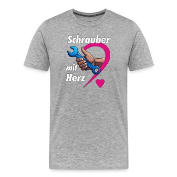 Tournevis avec CŒUR - T-shirt bio Premium Homme - gris chiné - Devant - Damien (186cm)