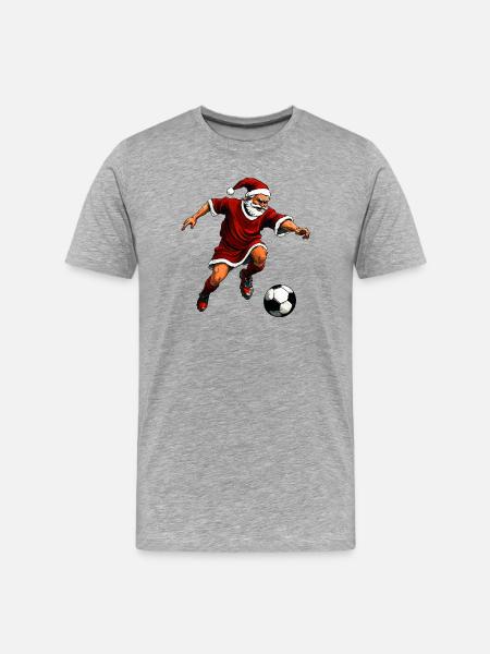 Weihnachten Fussballer - Männer Premium Bio T-Shirt - Grau meliert