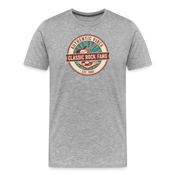 Original Vibes Classic Rock Fans Badge - Men's Premium Organic T-Shirt - heather grey - Front - Damien (186cm)