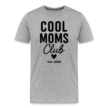 Club des mamans cool 2026 – Pour les futures ou nouvelles mamans - T-shirt bio Premium Homme - gris chiné - Devant - Damien (186cm)