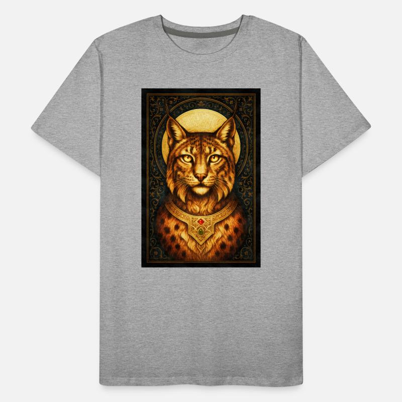 Lynx royal avec diadème doré T-shirt bio Premium Homme