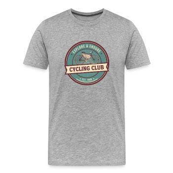 Cycling Club Vintage: Erkunden & Durchhalten  - Männer Premium Bio T-Shirt - Grau meliert - Vorne - Damien (186cm)