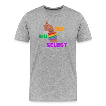 Pride Faust Self-Determination - Men's Premium Organic T-Shirt - heather grey - Front - Damien (186cm)