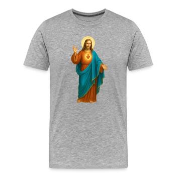 Sacred Heart Iconic Print - Men's Premium Organic T-Shirt - heather grey - Front - Damien (186cm)