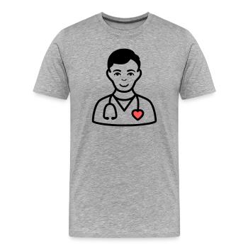 Freundlicher Arzt | Medizin mit Herz - Männer Premium Bio T-Shirt - Grau meliert - Vorne - Damien (186cm)