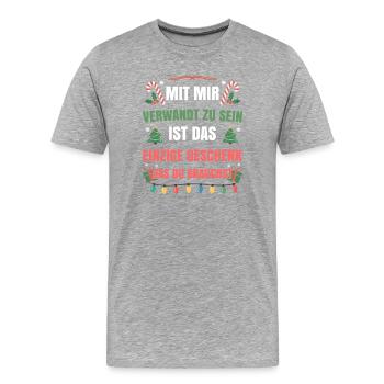 Mit mir verwandt zu sein einziges Geschenk - Männer Premium Bio T-Shirt - Grau meliert - Vorne - Damien (186cm)
