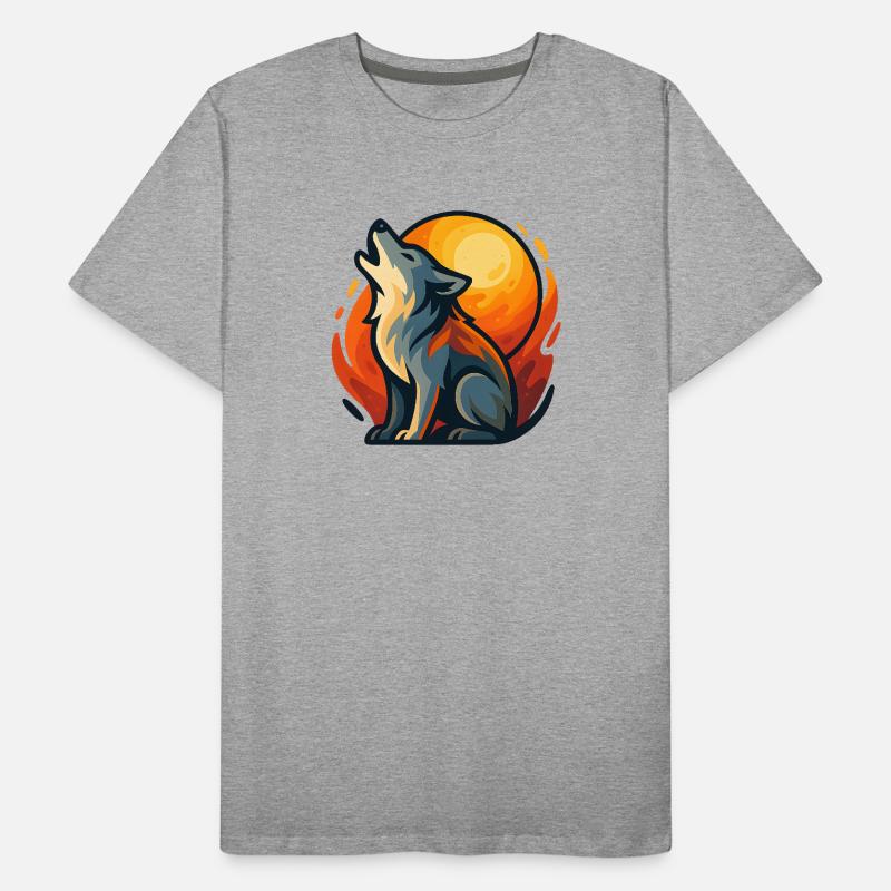 Wolf heult Männer Premium Bio T-Shirt