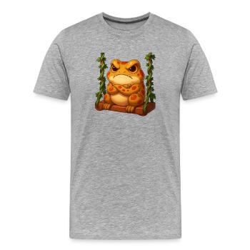 Cute frog swinging on the swing cartoon - Men's Premium Organic T-Shirt - heather grey - Front - Damien (186cm)