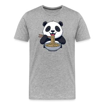 Süßer Panda Cartoon Ramen Suppe asiatisch niedlich - Männer Premium Bio T-Shirt - Grau meliert - Vorne - Damien (186cm)