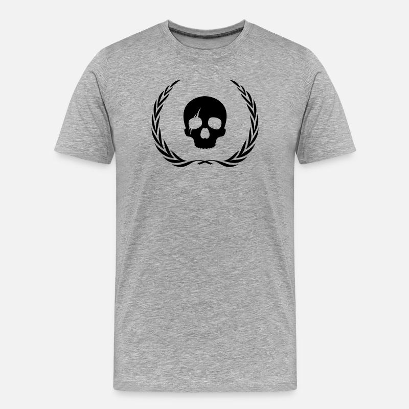 Skeleton Skull Wreath - Men's Premium Organic T-Shirt - heather grey