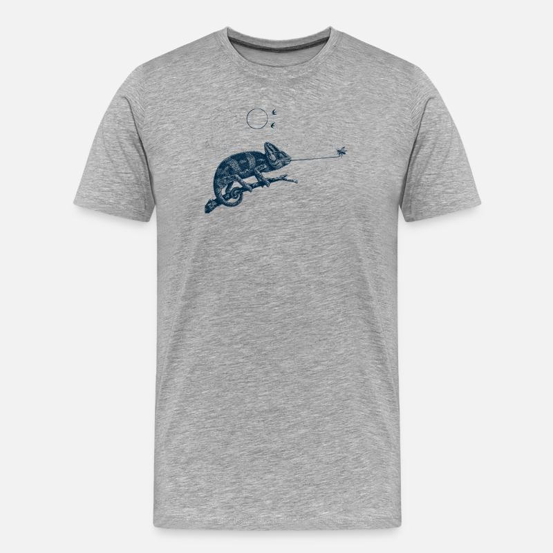 Fliegenfänger Chamäleon - Männer Premium Bio T-Shirt - Grau meliert