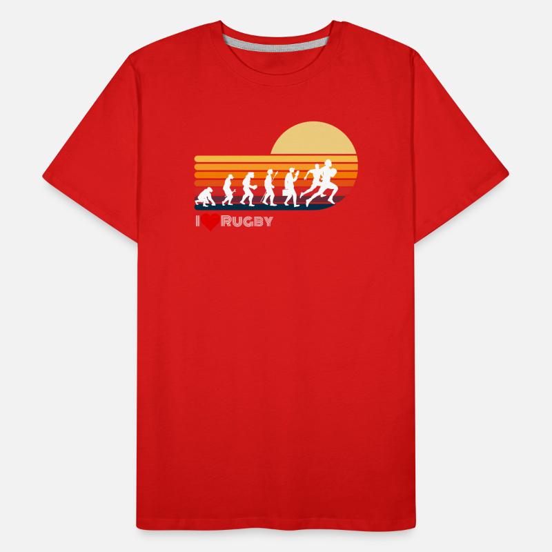 Rugby Retro Evolution Sonnenuntergang Männer Premium Bio T-Shirt