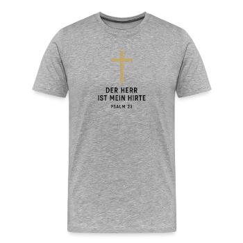 Der Herr ist mein Hirte Psalm 23 - Männer Premium Bio T-Shirt - Grau meliert - Vorne - Damien (186cm)