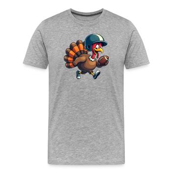 Thanksgiving Football Truthahn - Männer Premium Bio T-Shirt - Grau meliert - Vorne - Damien (186cm)