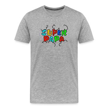 Super Papa Regenbogen Schrift - Männer Premium Bio T-Shirt - Grau meliert - Vorne - Damien (186cm)