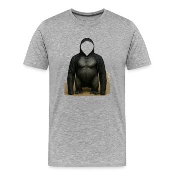 Shadow Gorilla Kapuzenpullover Design - Männer Premium Bio T-Shirt - Grau meliert - Vorne - Damien (186cm)