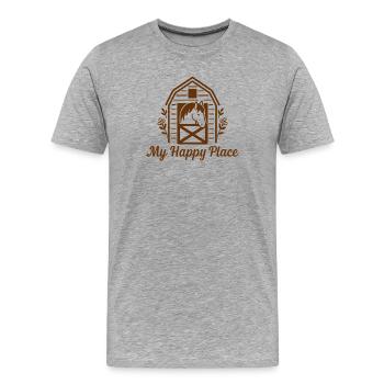Mon endroit heureux – L’amour de l’écurie - T-shirt bio Premium Homme - gris chiné - Devant - Damien (186cm)