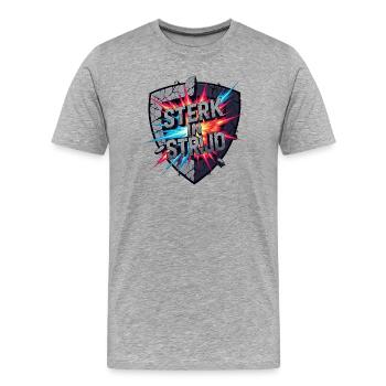 Fort au combat - T-shirt bio Premium Homme - gris chiné - Devant - Damien (186cm)