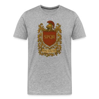 Rome Legion Gladiator Armoiries SPQR - T-shirt bio Premium Homme - gris chiné - Devant - Damien (186cm)