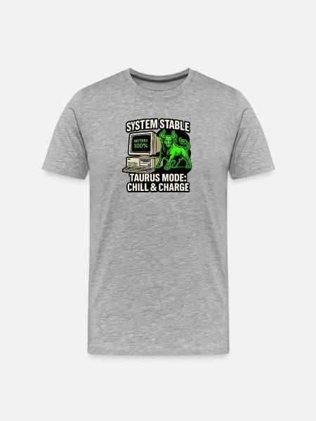 System Stable Taurus Mode Chill & Charge - Men's Premium Organic T-Shirt - heather grey